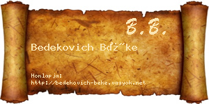Bedekovich Béke névjegykártya